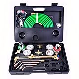 Goplus Gas Welding Cutting Torch Kit, Portable Oxy Acetylene Oxygen Brazing, Professional Tool Set Victor Type w/Case and Hose