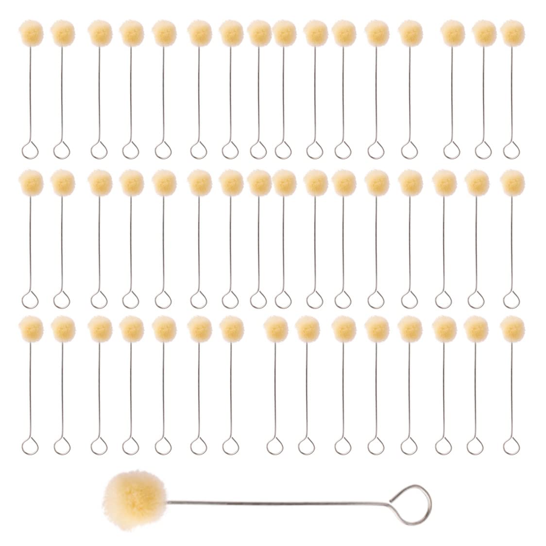 Fayvosiue 50 Pack Wool Daubers Ball Brush Leather Dye Tool with Metal Handle Wool Daubers for Leather Dyes for DIY Crafts Projects