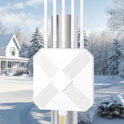 3000 Mbit WiFi Amplifier Outdoor Weatherproof IP68, WiFi 6 WiFi Repeater Outdoor with Gigabit LAN, Dual Band 2402 MBit/s 5 GHz + 574 MBit/s 2.4 GHz, Long Range WiFi Repeater for Garden, Yard, Patio