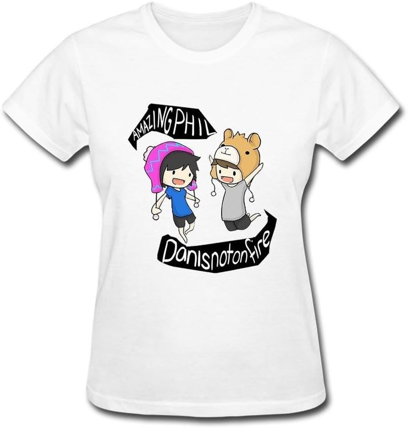 Liwon Ladies Dan And Phil Cotton short T-shirts White XXL