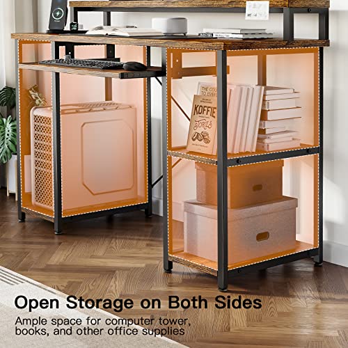 NOBLEWELL Computer Desk with Storage Shelves, 47 inch Home Office Desk with Monitor Stand