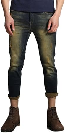 men's skinny fit cropped jeans