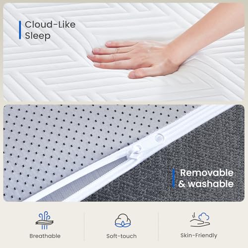 Belbbos Single Memory Foam Mattress 90x190x20cm — Medium Firm Orthopedic Support with Breathable＆Removable Cover,Cooling Gel Foam for Pressure Relief＆Back Pain— CertiPUR-US Certified