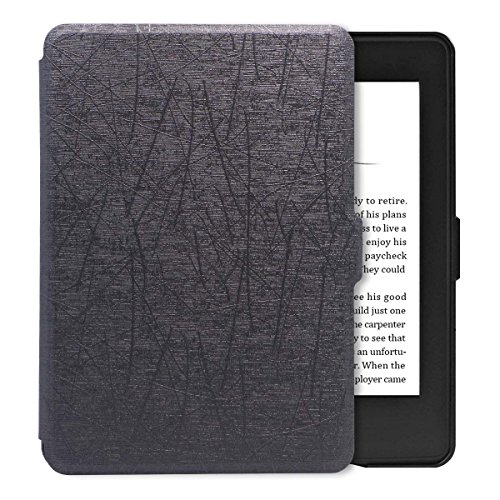 JERUIX Amazon Kindle Paperwhite Case, Thinnest &amp; Lightest Premium Leather Smart Protective Cover with Auto Wake/Sleep for Kindle Paperwhite (Fits Versions: 2012, 2013, 2015 and 2016),Black