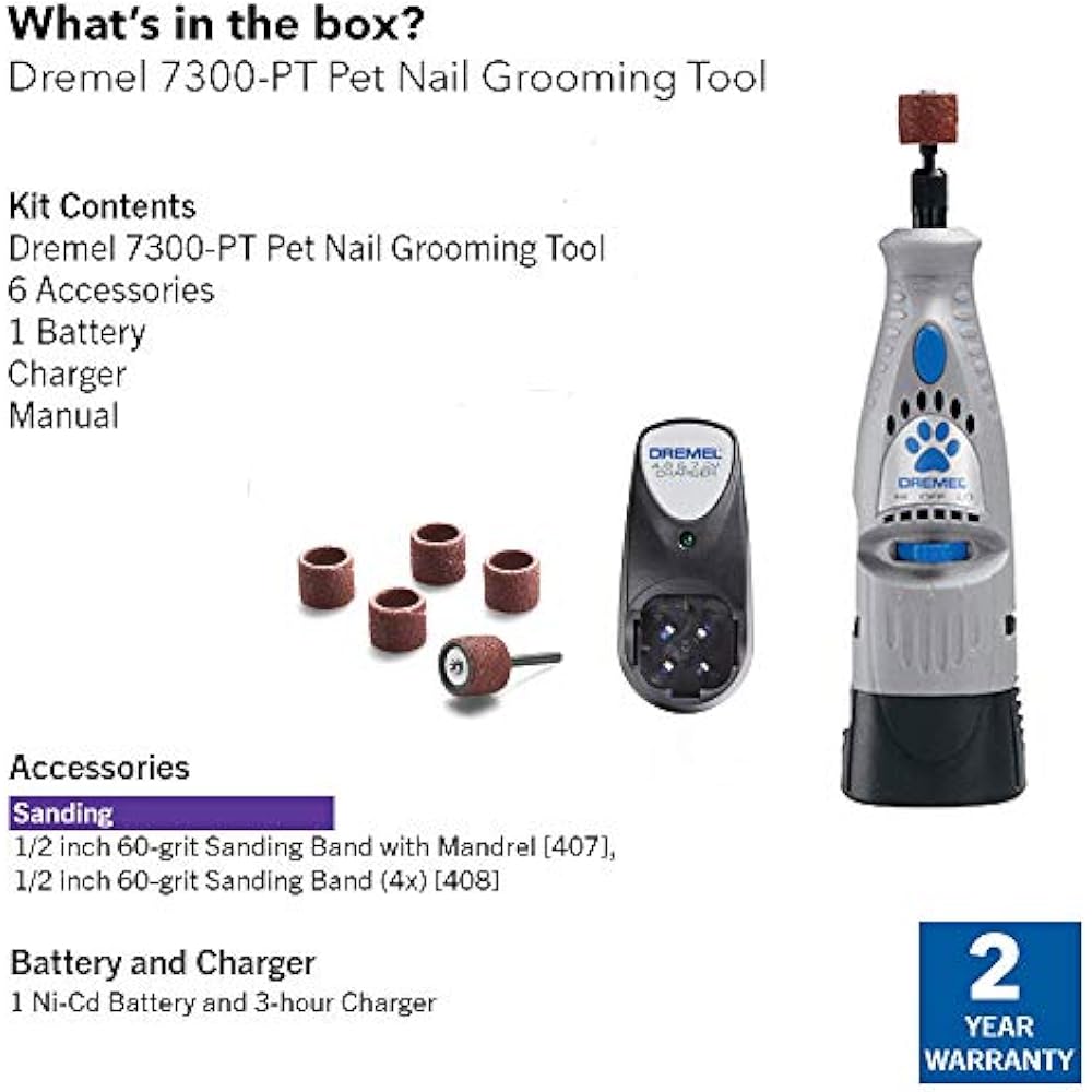 Claw Care Dremel 7300PT 4.8V Cordless Pet Dog Nail Grooming & Grinding