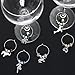 Stefania Sole Wine Glass Charms – Steel Rings with Beads and Stainless Steel Charms – Unique Design, Handmade Accessories - Set of 6, for Weddings, Dinners & Parties – Animals World