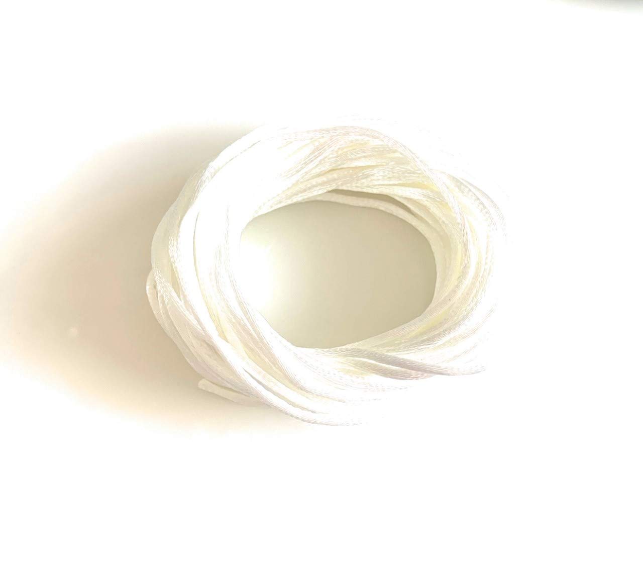 Angel Malone 10 Mtrs. X 2mm Premium Quality Kumihimo Rattail Satin Cord Jewellery Making - UK Seller (White)