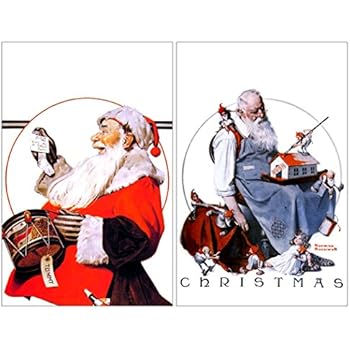 Buttonsmith Norman Rockwell Santa Rectangular Refrigerator Magnet Set - Made in the USA