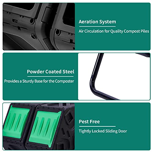 YITAHOME Dual Chamber Compost Tumbler, 37 Gallon Outdoor Compost Bin