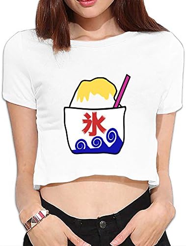 Just Chill Out Women's Japanese Water Ice I Love Summer New Style Sexy Midriff Shirts White