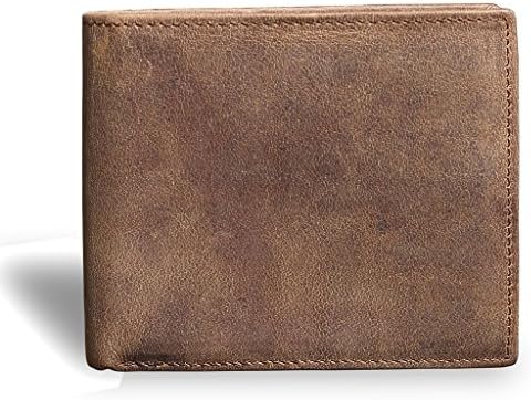 Men's Cowboy Genuine Vintage Full Graine Crazy Horse Leather Trifold Wallet