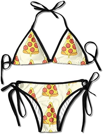 Pizza Sexy Harness Boxing Bikini Womenâ€s Halterneck Top And Sexy G-string Bikini Set Swimsuit