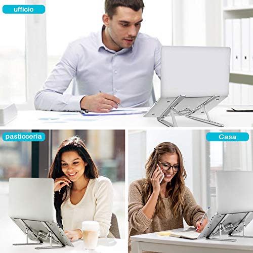 LDesign Supporto PC Portatile, Pieghevole Angolazione Raffreddamento Regolabile Porta PC, Leggero Notebook Supporto per Laptop da Tavolo Regolabile