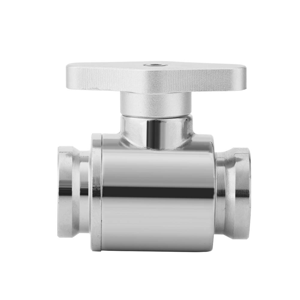 fasient Water Cooling Valve, G1/4 Internal Threads Water Ball Valve for Computer Water Cooling System with Handle Design (Silver Handle)