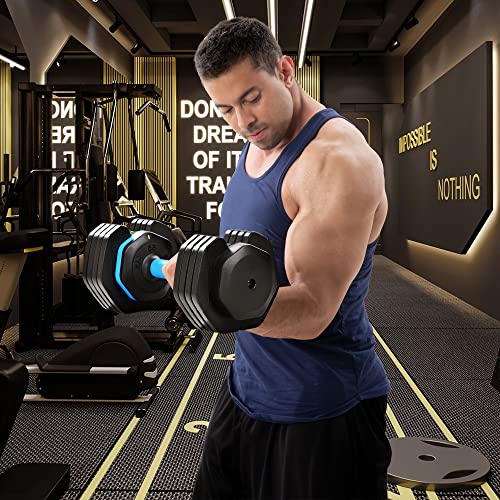 Merax 55 Pounds Adjustable Dumbbell Pair, 1 Sec Quick Adjustment 55/110 lbs Dumbbell Set with