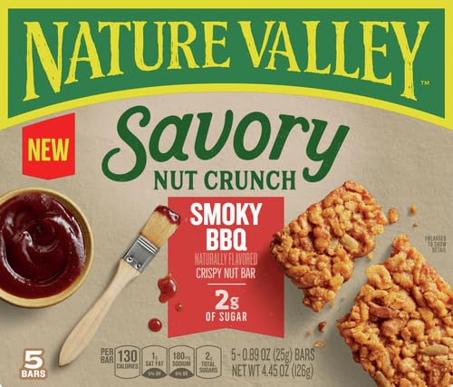 NATURE VALLEY SAVORY NUT CRUNCH BARS, SMOKY BBQ, 0.89 OZ, 5 BARS