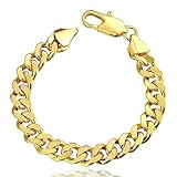BatterElec(TM) 20cm 10mm Fashion Gold Plating Charm Flat Curb Link Bracelet Bangle Jewelry