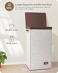SOLEDI 100L Laundry Hamper with Lid - Laundry