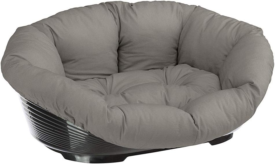 Ferplast Plastic Dog Bed with Dog Cushion SOFA' 10 in Washable Cotton, Dog Bed Medium with Padded Cushion, Plastic Dog Basket