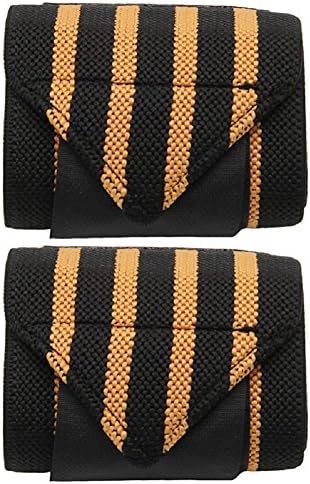 YXTech 1 pair Professional Hand Wrist Straps Support Braces Wraps Belt For Weight Lifting Crossfit Bodybuilding Support Powerlifting (black orange)