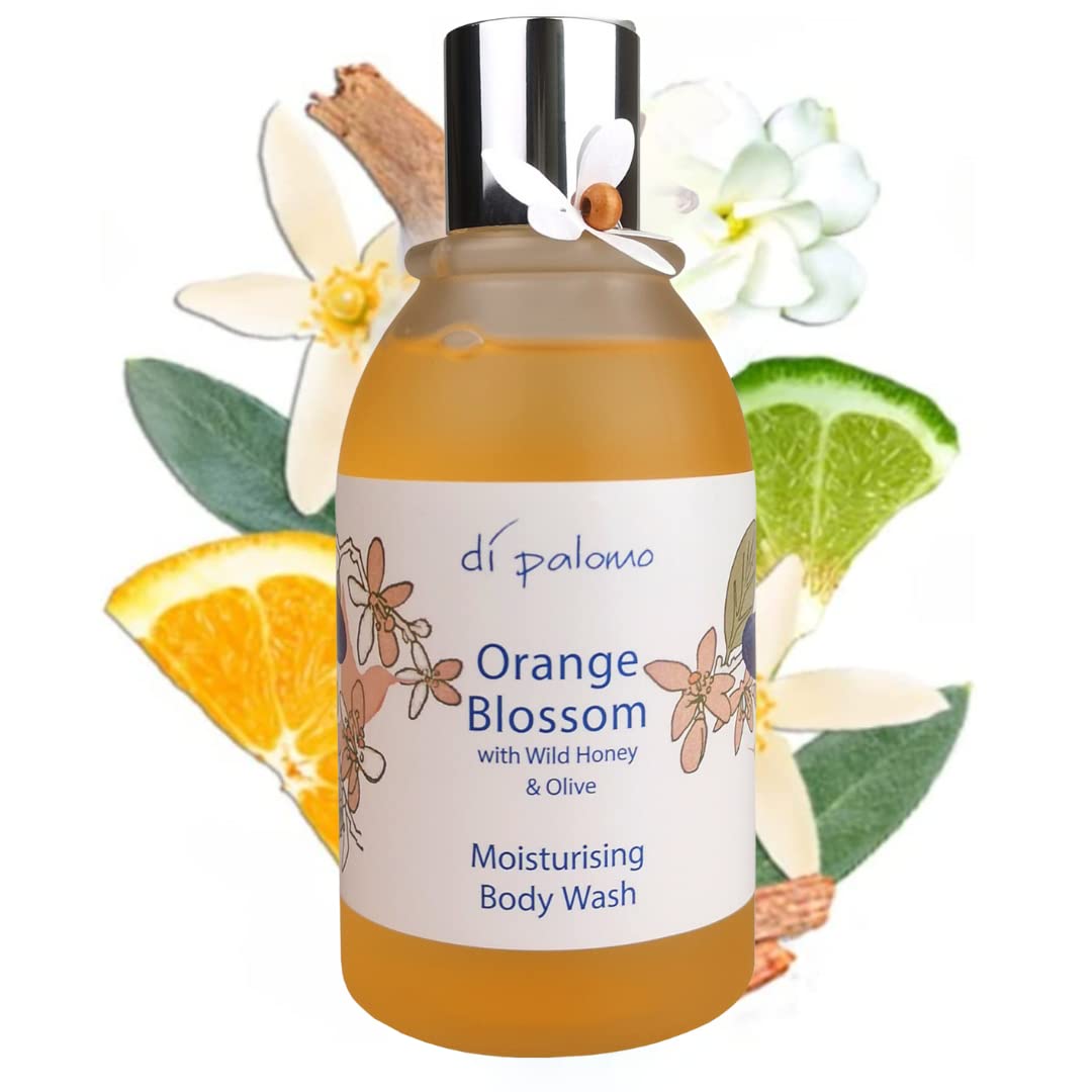 Di Palomo Orange Blossom & Honey Moisturising Body Wash 240ml – Luxury Bath & Shower Formula with Natural Ingredients, Hydrating Skincare, Vegan, Cruelty-Free, Refreshing for Men & Women Cleanser