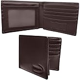 ORESSAN Full Grain Leather Wallet for Men – Slim RFID Blocking Card Holder for Men – Bifold Wallet for Mens – Compact & Durable – 8 Card Slots & 2 ID Windows (DARK BROWN)