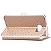 Note 5 Case, Galaxy Note 5 Case, ArtMine Quilted Plain Color View Window Function PU Leather Flip Folio Book Style Protective Skin Stand Phone Case Kickstand Feature for Samsung Galaxy Note 5(Golden)