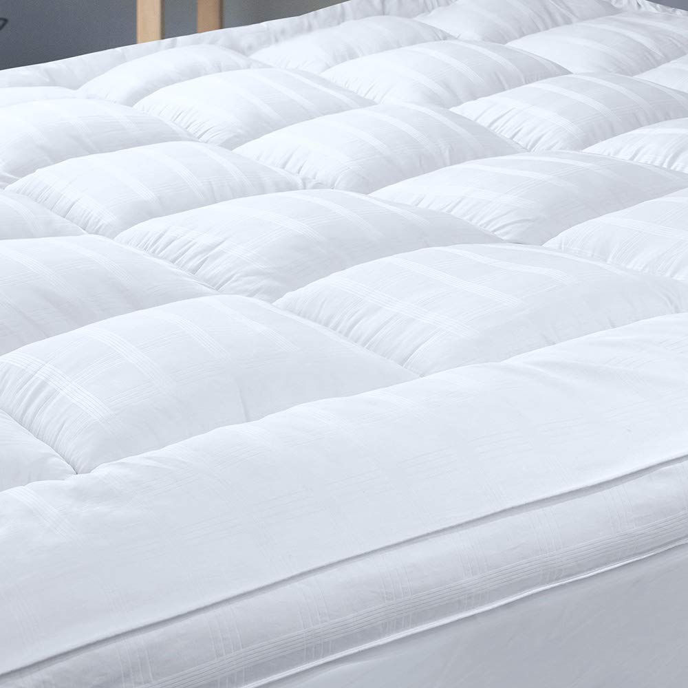 Photo 1 of Extra Thick Pillow Top 3 Inch Mattress Topper King Size for Firm Mattress, Cooling Fluffy Cotton Hotel Mattress Bed Topper for Cloud Like Sleep & Back Pain, Plush Soft Pad, Fit to 6”-22” Mattress