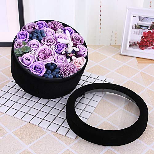 SED Artificial Flowers - Soap Soap Flannel Round Transparent Sunroof Gift Box Birthday, Purple,As Shown