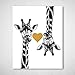Gold Foil Art Print - Giraffe Love With Gold Foil Heart 8x10 inches