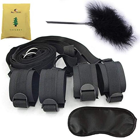 BEYOND MS Under the Bed Restraints - Fits Any Size Mattress - Straps Adjustable - Soft and Comfortable Cuffs for Legs, Ankles and Wrists