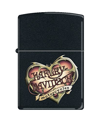 Zippo Harley-Davidson Heart Pocket Lighter, Black Matte