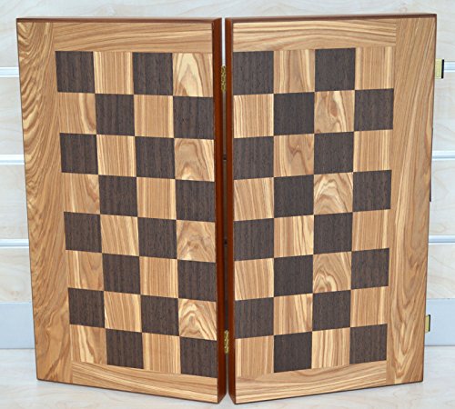 Manopoulos Olive Root Backgammon Chess + Olive wood Chips - Without Chess pawns