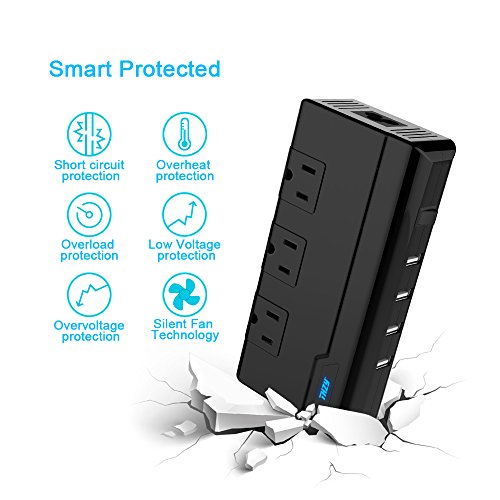 Voltage Converter Travel Adapter, THZY International Step Down 220V to 110V Converter with 4-Port USB Charging, Worldwide Plug Adapter with UK/AU/US/EU/Italy Plug for International Travel