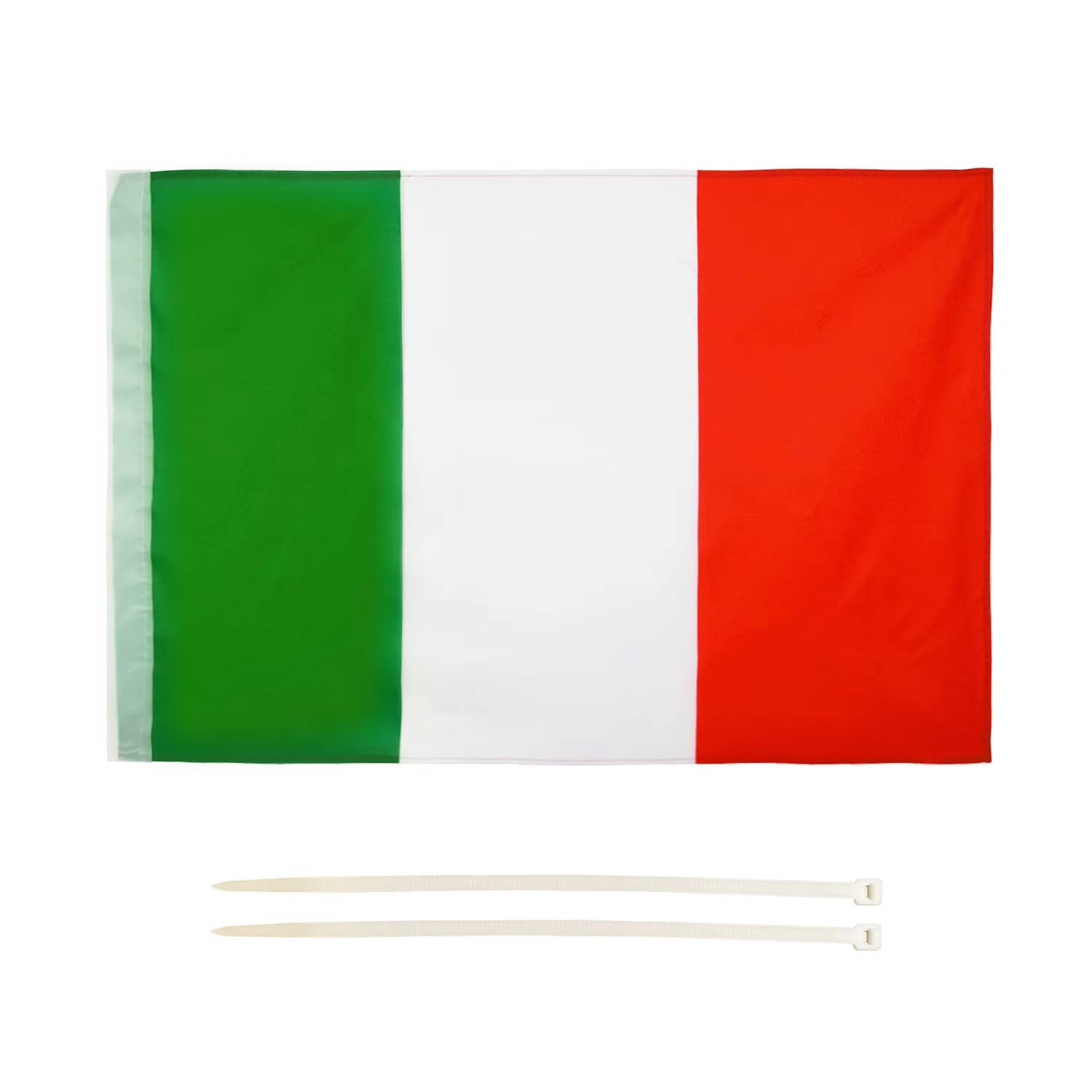 LEIVESTE - Italy Flag, Weatherproof with Italian Flag Pole Loop, Tricolour 2 Free Ties (90x150cm)