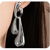 Chunky Teardrop Statement Earrings for Women,Plated Gold Big Teardrop Dangle Earrings,Geometric Waterdrop Vintage Earrings