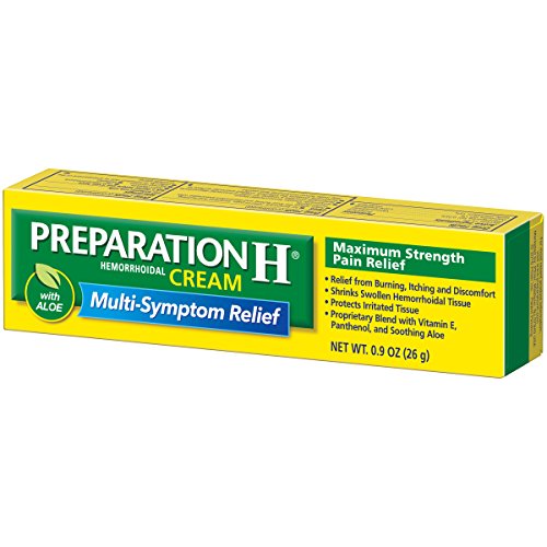 Preparation H Hemorrhoid Symptom Treatment Cream, Multi-Symptom Pain Relief with Aloe, Tube (0.9 Ounce, 1 Tube per Box), (Pack of 3)