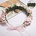 Flower Headband Pink Hair Wreath Floral Flower Crown Bridal Headpiece with Ribbon