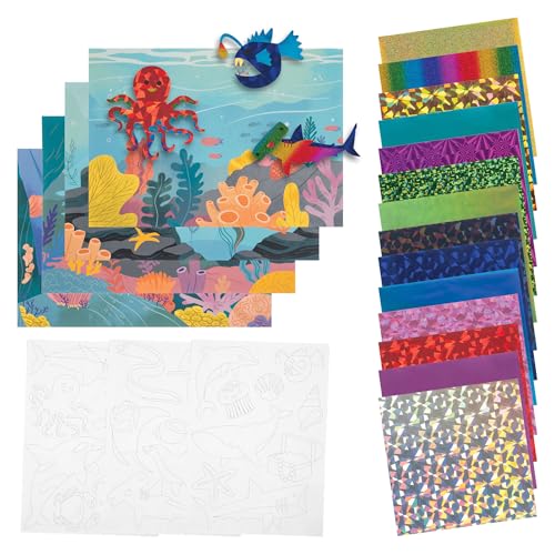 Stephen Joseph - Foil ArtCraft Kit for Kids, No Mess Travel Toys, DIY Creative Activity, Gifts for Boys & Girls, Sea