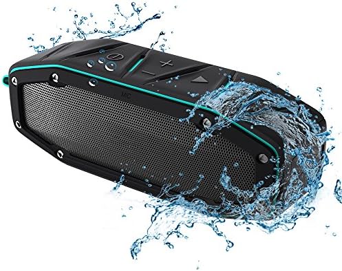 IPX6 Multi-function bluetooth 4.1 outddoor waterproof speaker with MIC,10w stereo double unit sound play music with hook for shower,climbing ,cycling and surfing. (Blue)