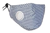 PM2.5 Blue Plaid Anti Virus Mask with Exhale Valve + 4 N99 Filters (Available in Red Plaid & Blue Plaid)