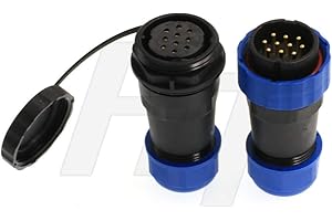 HANGTON CONNECT HangTon HE29 10 Pin Outdoor Waterproof Electrical Power 10A Circular Connector Male Female Cable Plug for 14AWG Wire Threaded