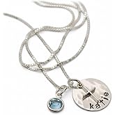 Tracy Tayan Designs Holy Confirmation or First Communion Cross Necklace Personalized Sterling Silver Disc Hand Stamped Jewelry