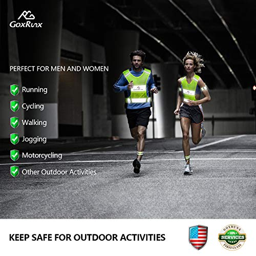 Reflective Running Vest Gear with Large Pocket & Adjustable Waist for Men Women,Ultralight & Comfy Reflective Vest for Walking Cycling, Safety Vest in 5 Sizes +2 Reflective Bands (Yellow, Large)