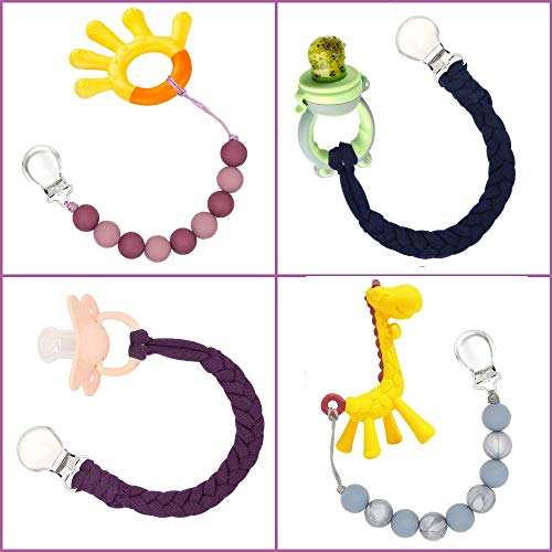 Silicone Pacifier Clip Girl, Infant Flexible Silicone Beads Binky