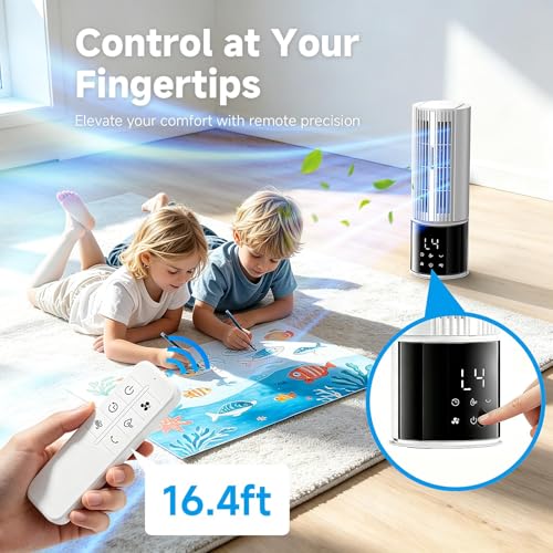 Portable Air Conditioner: 3 Speed, Storm Mode, 45/90° Oscillation, 8H Timer, 2 Cooling Blocks, Removable Tank, Ideal for Home, Office and Motorhome (Grey White)