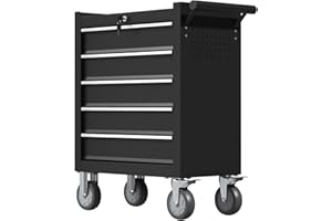 CMFYDAILY 5-Drawers Garage Tool Chest, Large Capacity Tool Cabinet Heavy Duty Mechanic Rolling Tool Box Metal Locking Tool Cart with Drawers and Wheels for Storage