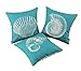 CaliTime Set of 3 Canvas Throw Pillow Covers Cases for Couch Sofa Home Decoration Mediterranean Sea Shells Print 18 X 18 inches Teal