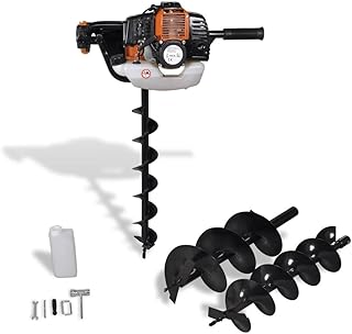 vidaXL Erdbohrer Benzin Erdbohrgerät Erdlochbohrer Pfahlbohrer Bohrer Set