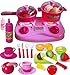 Play Food and Dishes Set- With Adorable Cutting Play Fruits - Play Dishes - Pots and Pans - Play Kitchen Utensils - Mini Stove Top (lights & sounds) in a Beautiful Storage Box - Best Gift For Toddlers